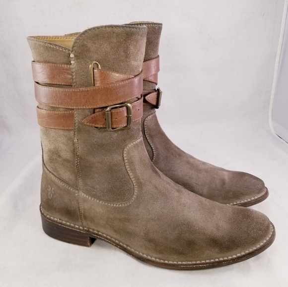 FRYE 77735 SHIRLEY STRAP BROWN SUEDE WOMEN BOOTS SIZE 9.5 B - Picture 4 of 9